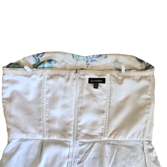 LE CHATEAU White & Blue Floral Strapless High-Low Hem Mini Dress Size Medium - Picture 6 of 9